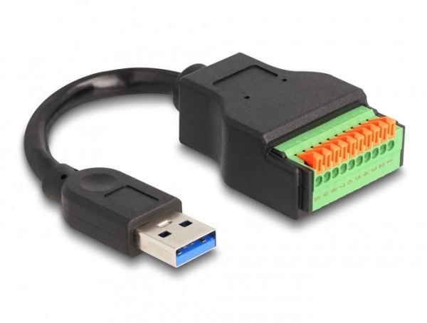 Delock - USB-adapterkabel - USB-type A (hann) til 10-pins terminalblokk - USB 3.2 Gen 1 - 15 cm - trykknapp, 2,54 mm stigning, stripped ends - svar...