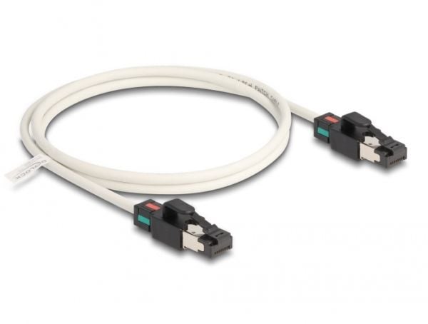 Delock - Koblingskabel - RJ-45 (hann) til RJ-45 (hann) - 1 m - 5 mm - S/FTP - CAT 6a - med støvel, halogenfri, uten hindringer - hvit