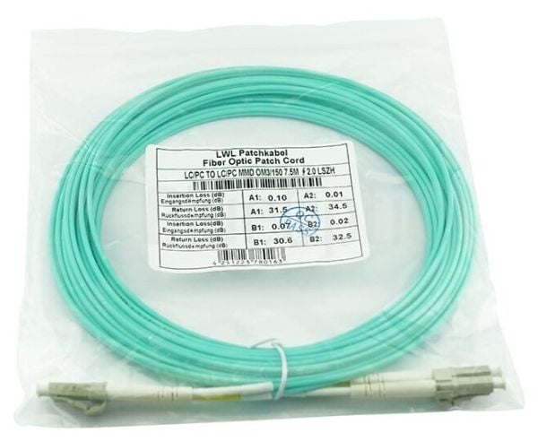Kompatibel Corning 050502K512000007.5M BlueOptics Dupleks fiberoptisk patchkabel, LC-UPC/LC-UPC beige, 7,5 meter, multimodus, G50/125 µm OM3, innga...