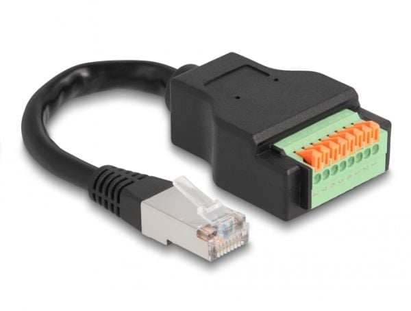 Delock - Nettverksforlengelseskabel - RJ-45 (hann) til 8-pins terminalblokk (hunn) - 15 cm - 6 mm - STP - CAT 5e - svart, grønn