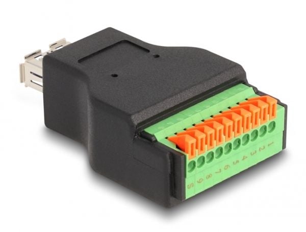 Delock - USB-adapter - USB-type A (hunn) til 10-pins terminalblokk - USB 3.2 Gen 1 - svart/grønn