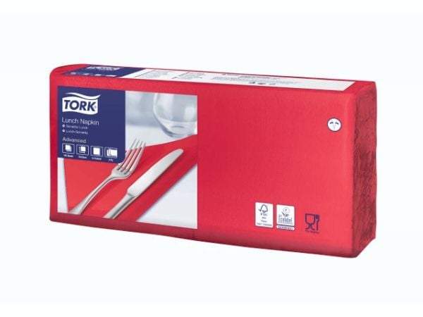 Lautasliinat Tork 3-kerroksinen punainen 33cm 10x150kpl/amme