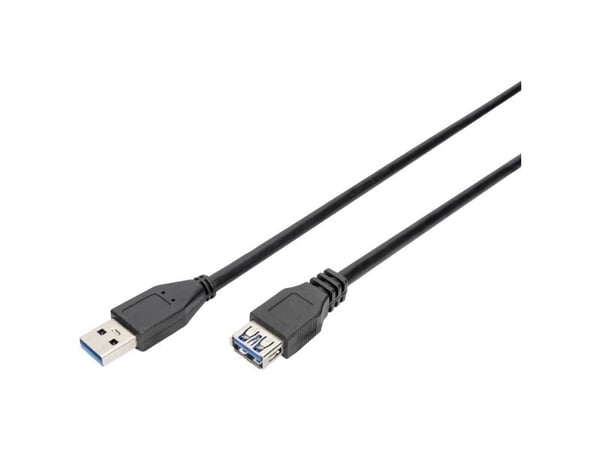 DIGITUS - USB-förlängningskabel - USB typ A (hane) till USB typ A (hona) - USB 3.0 - 3 m - formpressad - svart
