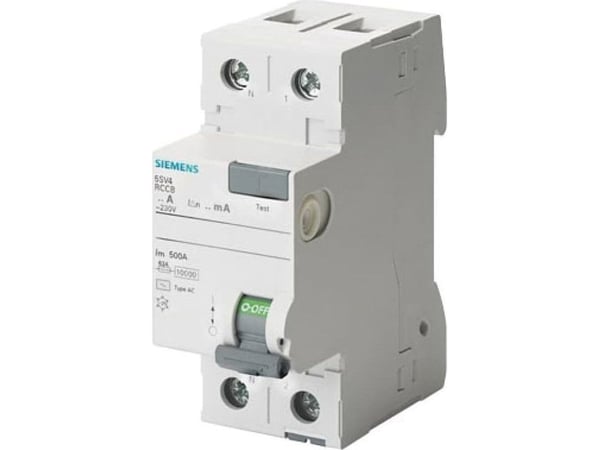 Siemens jordfelsbrytare RCCB 2P 40A 0,03A typ AC pol N vänster 5SV4314-0KL