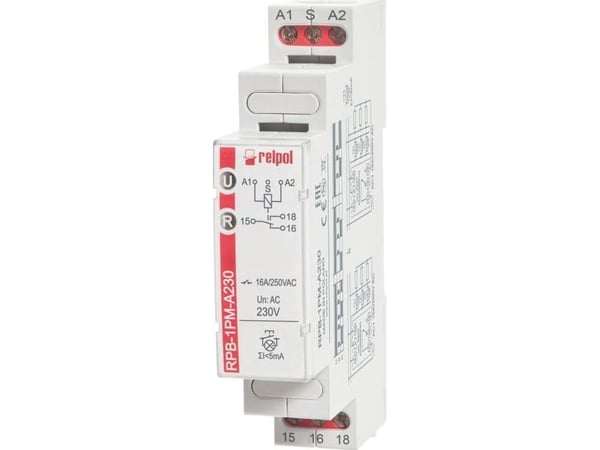 Relpol bistabiili rele muistilla 1P 16 A 230 VAC RPB-1PM-A230 864390 864390