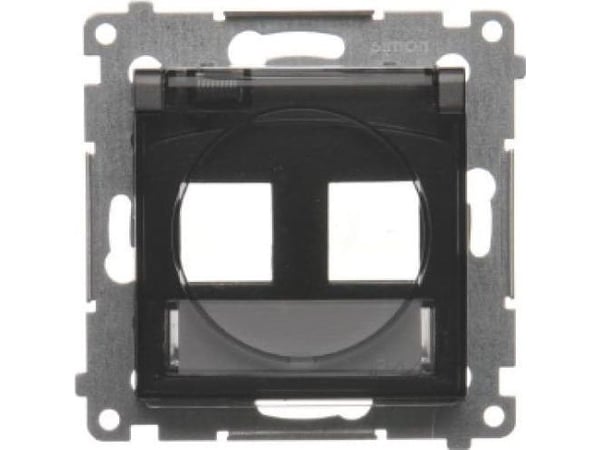 Kontakt-Simon Simon 54 Telecommunication socket cover IP44 on Keystone under the description box. Transp. black mat dim. IP44 gasket for DKP2B.01/4...