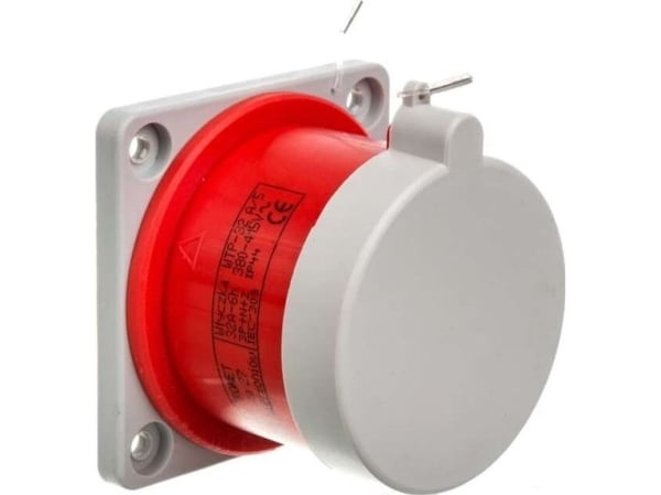 Elektromet panelkontakt rak 32A 3P+N+J 400V röd IP44 WTP 32 5 med tätning 922037