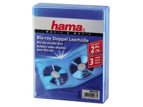 Hama Blu-ray Disc Double Jewel Case - Oppbevarings-Blu-ray Disc-cover - kapasitet: 2 Blu-ray-plater - blå (en pakke 3)