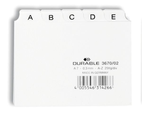 Durable 3670/02, Valkoinen, 105 mm, 74 mm, 25 kpl