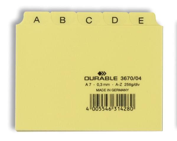 Durable 3670/04, Gult, 105 mm, 74 mm, 25 stykker
