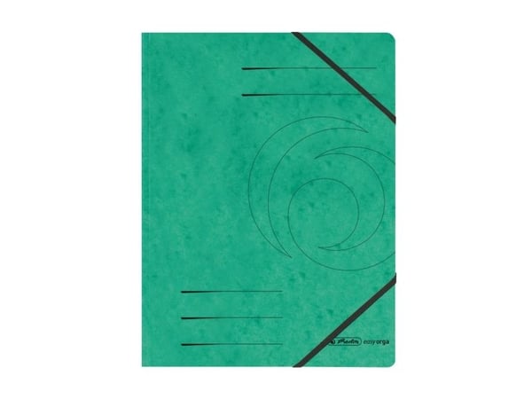 herlitz hjørneklemme easyorga, A4, Colorspan papp, grønn med 2 praktiske strikk, sort organisasjonstrykk - 5 stk (972471)