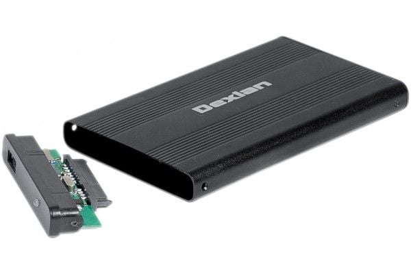 Dexlan 738308, HDD/SSD-kabinett, 2.5", SATA, 5 Gbit/s, USB-tilkobling, Svart