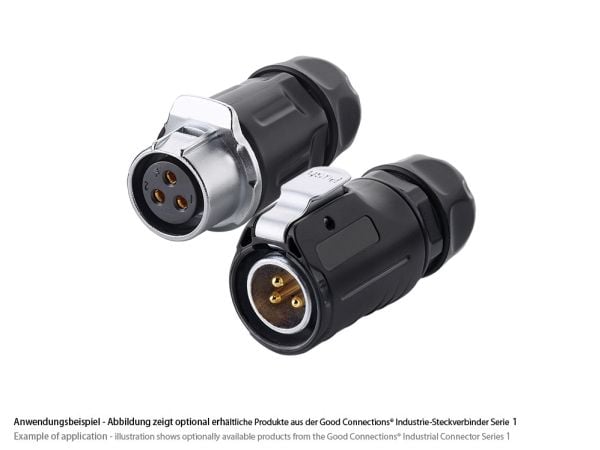 Industriell kontakt S1 - Strøm (3-pins) plugg med klikklås, loddeforbindelse, M20, IP65/6 (IC01-20P301)