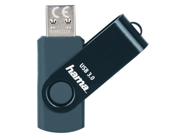 Hama Rotate, 128 GB, USB Type-A, 3.2 Gen 1 (3.1 Gen 1), 90 MB/s, Svivel, Blå