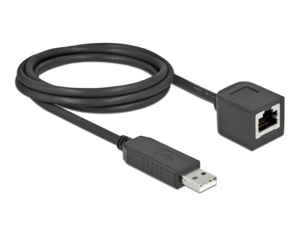 Delock - Seriell adapter - USB (hann) til RJ-45 (hunn) - 2 m - USB / USB 2.0 / EIA-232 - svart