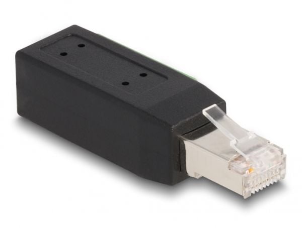 Delock - Nettverksadapter - 8-pins terminalblokk (hann) vinklet til RJ-45 (hann) - UTP - CAT 5e - svart, grønn