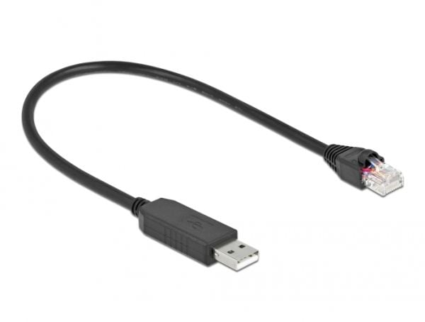Delock - Seriell adapter - USB (hann) til RJ-45 (hann) - 25 cm - USB / USB 2.0 / EIA-232 - svart