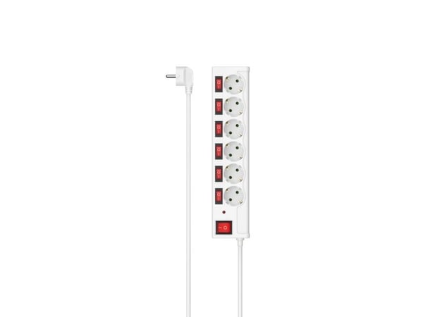 Hama 00223157, 6 AC-pistorasia(a), 1,4 m, Langallinen, Valkoinen, 3680 W