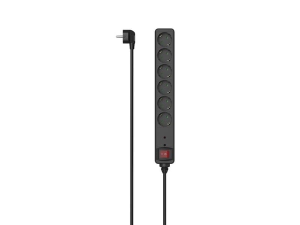 Hama 00223153, 6 AC-utganger, 1,4 m, Koblet med ledninger (ikke trådløs), Svart, 3680 W, 250 V