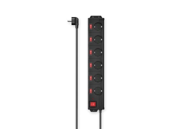 Hama 00223160, 6 AC-utganger, 1,4 m, Koblet med ledninger (ikke trådløs), Svart, 3680 W, 250 V