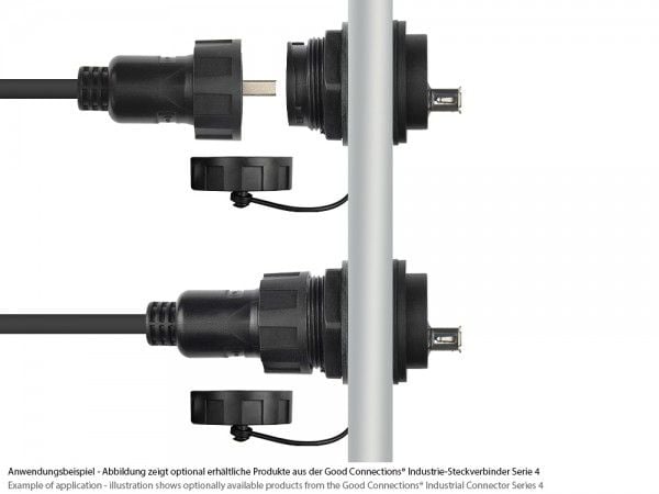 Alcasa IC04-U206, USB A, Sort, Hunkjønn, Rett, Polybutylentereftalat (PBT), Polyvinylklorid (PVC), IP65, IP67