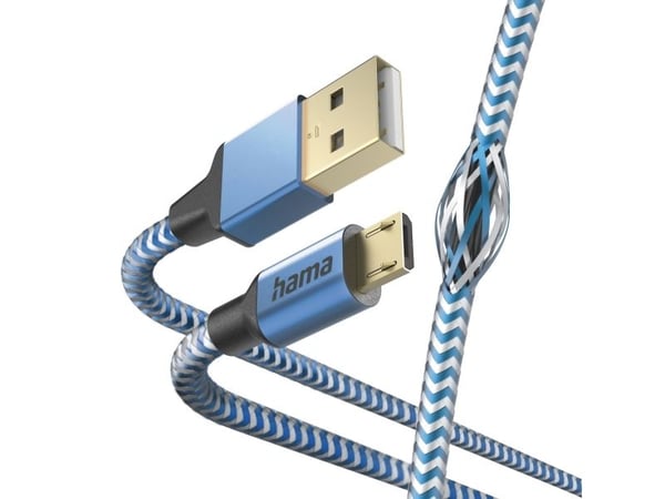 Hama Heijastava, 1,5 m, USB A, Micro-USB B, USB 2.0, 0,48 Gbit/sek, sininen