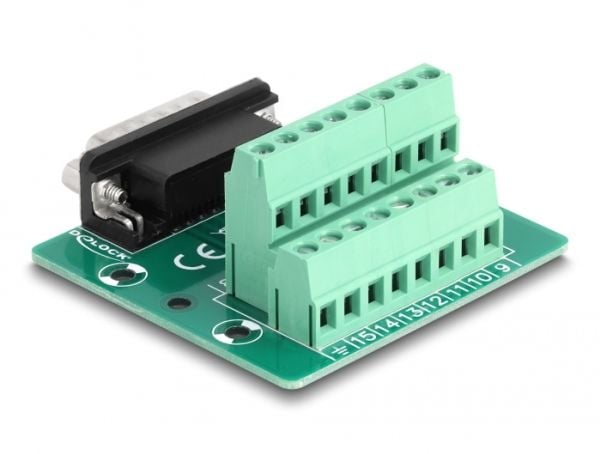 Delock - Seriell adapter - 15 pin D-Sub (DB-15) (hann) til 16-pinners terminalblokk