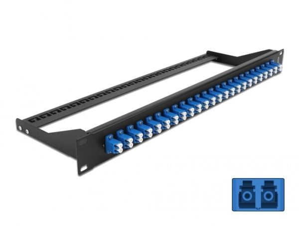 Delock - Koblingspanel - rackmonterbar - LC Duplex SM X 24 - svart, blå - 1U - 19"