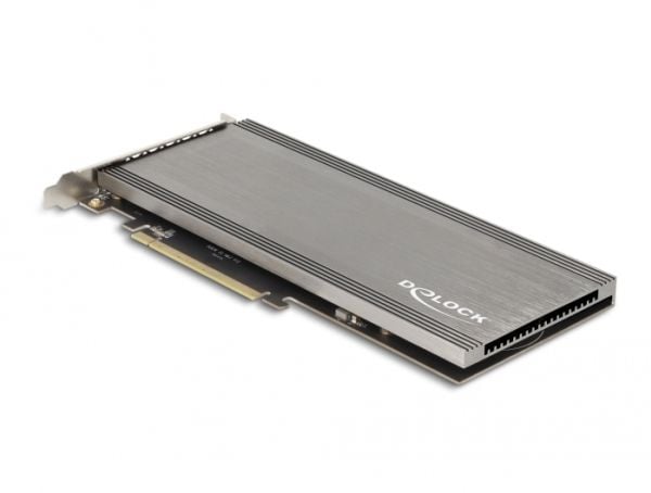 Delock PCI Express 4.0 x16-kort for 4 x intern NVMe M.2 Key M med kjøleribbe og vifte - Bifurkasjon