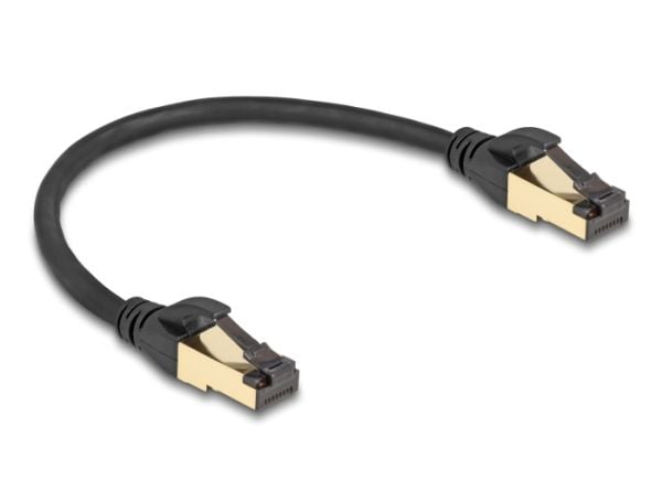 Delock - Nettverkskabel - RJ-45 (hann) til RJ-45 (hann) - 30 cm - 6 mm - S/FTP - CAT 6a - uten hindringer, UV-vern - svart