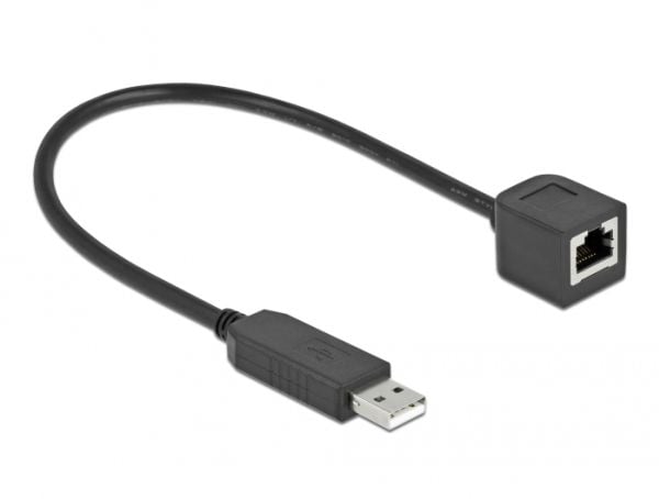 Delock - Seriell adapter - USB (hann) til RJ-45 (hunn) - 25 cm - USB / USB 2.0 / EIA-232 - svart