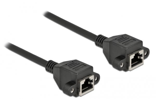 Delock - Nettverkskabel - RJ-45 (hunn) skrubar til RJ-45 (hunn) skrubar - 50 cm - S/FTP - CAT 6a - halogenfri - svart