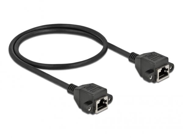 Delock - Nettverkskabel - RJ-45 (hunn) skrubar til RJ-45 (hunn) skrubar - 50 cm - S/FTP - CAT 6a - halogenfri - svart
