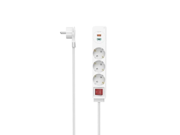 Hama 00223185, 1,4 m, 3 AC-pistorasia(a), Sisätila, Kulmikas, Valkoinen, 18 W