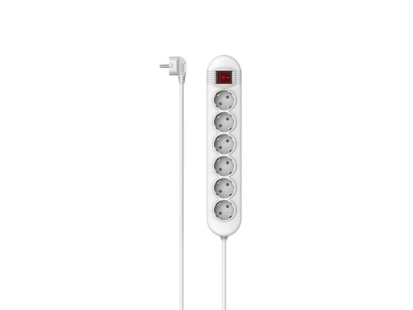Hama 00223023, 6 AC-utganger, 1,4 m, Koblet med ledninger (ikke trådløs), Hvit, 445 mm, 95 mm