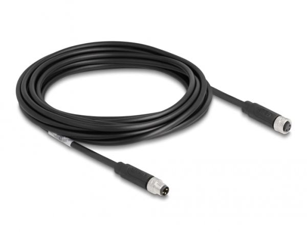 Delock - Patchkabel - 3 pin M8 (han) til 3 pin M8 (hun) - 5 m - 4.6 mm - STP - IP67 - lajittelu - lajiteltu