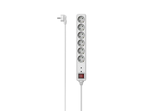Hama 00223155, 6 AC-utganger, 3 m, Koblet med ledninger (ikke trådløs), Hvit, 3680 W, 445 mm