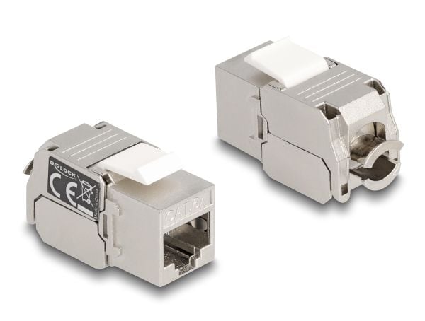 Delock - Trapetsjack - CAT 6a - RJ-45, LSA - vit, silver