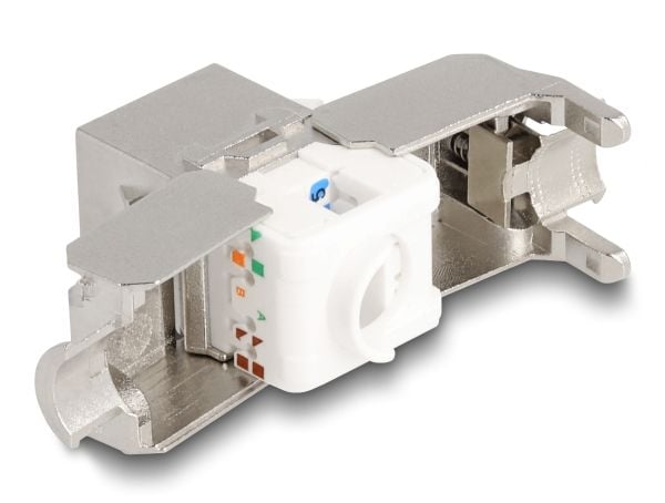Delock - Trapetsjack - CAT 6a - RJ-45, LSA - vit, silver