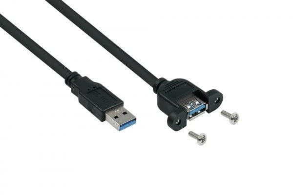 Alcasa UK30P-AEA-030S, 3 m, USB A, USB A, USB 3.2 Gen 1 (3.1 Gen 1), 5 Gbit/sek., Sort