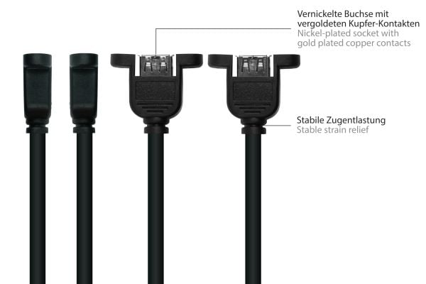 Alcasa UK20P-AEA-020S, 2 m, USB A, USB A, USB 2.0, 0,48 Gbit/sek., Sort