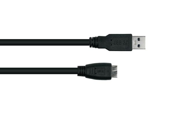 Alcasa UK30P-AMB-005S, 0,5 m, USB A, Micro-USB B, USB 3.2 Gen 1 (3.1 Gen 1), 5 Gbit/s, Sort