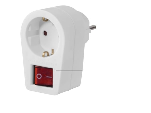 Hama stikkontaktadapter, beskyttelseskontakt, 2-pins bryter, hvit (00223213)