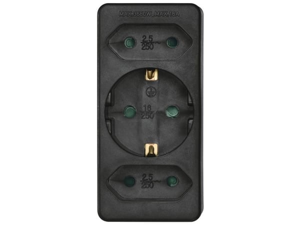 Hama 00223216, 3 AC-pistorasia(a), Sisätila, Suora, Musta, 1 kpl