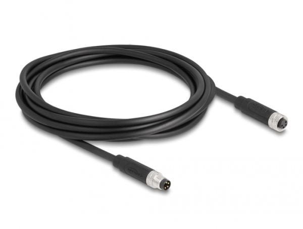 Delock - Patchkabel - 4 pin M8 (han) til 4 pin M8 (hun) - 3 m - 5 mm - STP - IP67 - lajiteltu