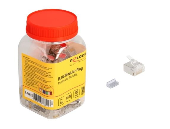 Delock - Nettverkkontakt - RJ-45 (hann) - U/FTP - CAT 6a (en pakke 100)