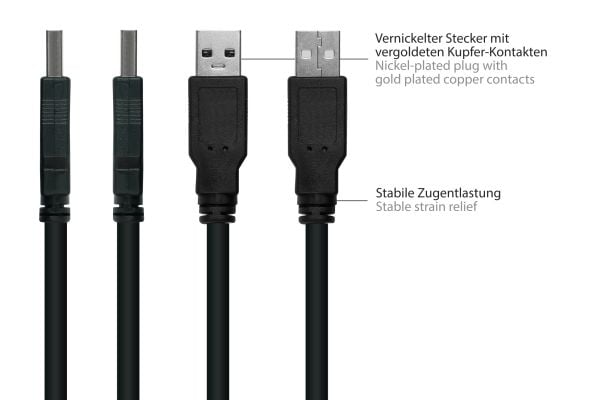 Alcasa UK20P-AEA-003S, 0,3 m, USB A, USB A, USB 2.0, 0,48 Gbit/sek., Sort