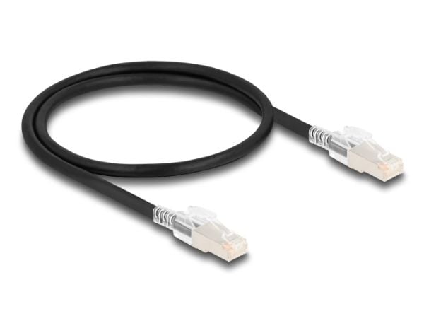 Delock - Nettverkskabel - RJ-45 (hann) til RJ-45 (hann) - 50 cm - 6 mm - S/FTP - CAT 6a - halogenfri, uten hindringer - svart