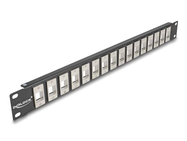 Delock - Pluggbord (blankt) - rackmonterbar - svart - 1U - 19" - 16 porter