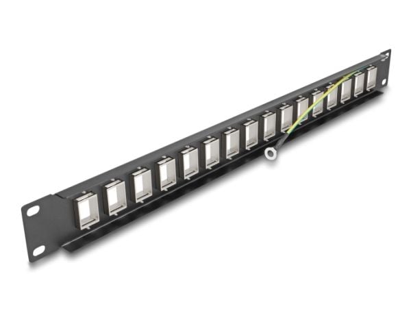 Delock - Pluggbord (blankt) - rackmonterbar - svart - 1U - 19" - 16 porter